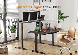 Claiks Electric Standing Desk with Drawers, Adjustable Height, 55 Inch, Black