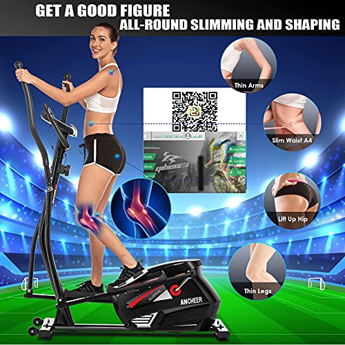 ANCHEER Elliptical Machine, Fitness Elliptical Exercise Trainer Machine for Home with Adjustable Resistance and LCD Monitor,Workout Health Magnetic Desk Elliptical Cross Trainer for Home Office