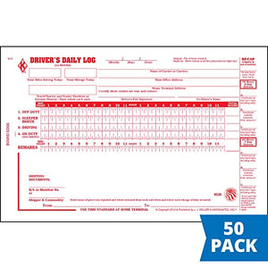 Driver Daily Log Book 50-pk. with 7- and 8-Day Recap - Book Format, 2-Ply Carbonless, 8.5" x 5.5", 31 Sets of Forms Per Book - J. J. Keller & Associates