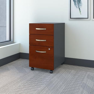 Bush Business Furniture Components 21"D Vertical 3-Drawer Mobile File Cabinet, Hansen Cherry/Graphite Gray