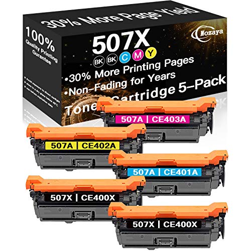 5-Pack (2BK+C+M+Y) Compatible CE400X CE401A 507X Printer Toner Cartridge 507A CE402A CE403A Used for HP Enterprise 500 Color M551dn M551xh M575dn, Sold by Nozaya