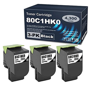 Compatible 3 Pack 801HK 80C1HK0 Black High Yield Toner Cartridge Replacement for Lexmark CX410de CX410dte CX410e CX310n CX310dn CX410 CX510 CX510de CX510dhe CX510dthe CX310 Printer Ink Cartridge.