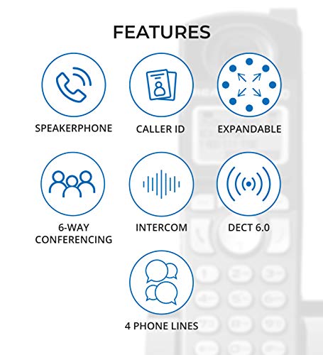 RCA U1000 Unison Base Station 4 Line Phone Systems for Small Business with Digital Receptionist Bundled with RCA U1100 Wireless Deskphone, U1200 Cordless Accessory Handset and 12 Blucoil AAA Batteries