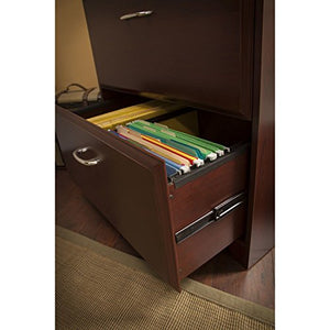 Premium L-Shaped Desk - Modern Stylish Executive Table Storage Organization Home Office Free eBook (Harvest Cherry)