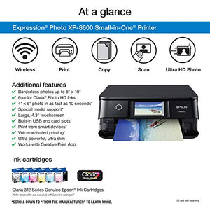 Epson Expression Photo XP-8600 Wireless Color Photo Printer with Scanner and Copier Black,Small
