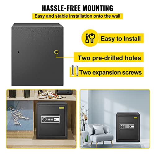 VEVOR Security Safe 1.7 Cubic Feet Electronic Safe with Fingerprint Lock 48L Digital Safe Box with Two Override Keys Fireproof Safe Carbon Steel for Home Hotel Restaurant and Office