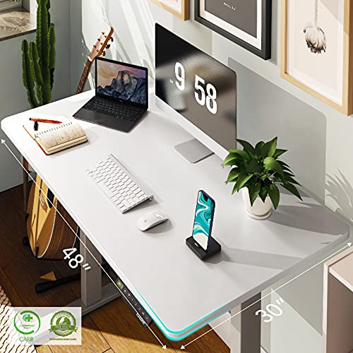 Flexispot EN1 48 x 30 Inch Electric Stand Up Desk Workstation, Ergonomic Memory Controller Standing Height Adjustable Whole-Piece Desk Top Base Primo(Gray Frame + 48" White Top)