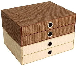 SHABOZ Desk Organizer, Handmade Wooden 2-Layer File Cabinets Office Bookcase Storage Box