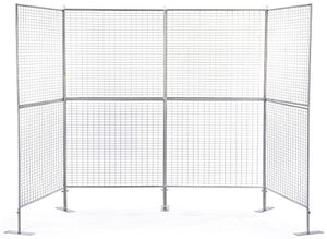 Displays2go Art Display Grids, Floor Standing, Double Sided, Metal Mesh Iron Construction – Silver Finish (AD4PNL)