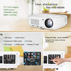 Wireless Bluetooth Projector Android WiFi 4400lm HD LED LCD Smart Video Proyector Support 1080P Airplay HDMI USB RCA VGA AV for Home Theater TV Outdoor Movie Smartphone DVD Game Consoles Laptops