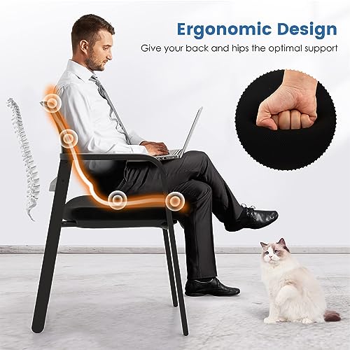 Tangkula Set of 8 Stackable Conference Room Chairs with Upholstered Seat, Mesh Backrest & Armrests - Black