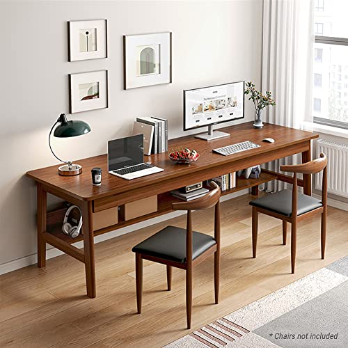 NELYE Extra Long Desk with Bookshelf - 71 Inches Home Office Work Study Table