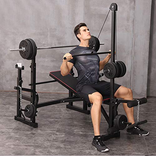 Adjustable Olympic Weight Bench, Squat Rack Indoor Multi-Function Olympic Weight, Strength Training Fitness Equipment for Full-Body Workout