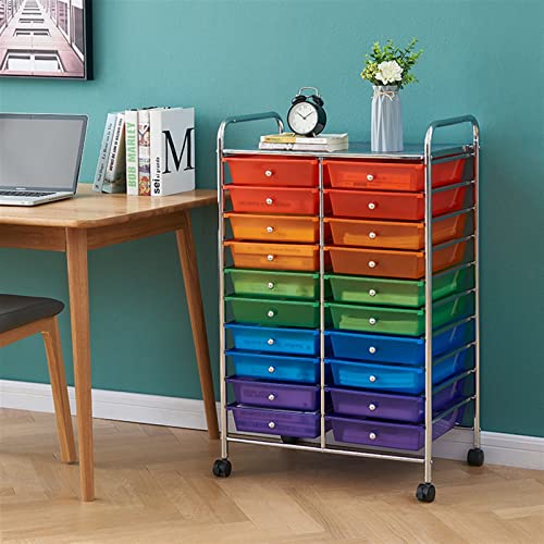 Rainbow Drawer Rolling Storage Cart Scrapbook Paper Organizer (Silver)