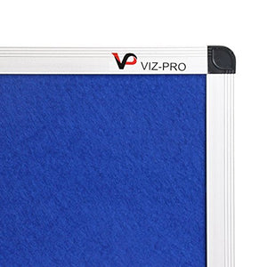 VIZ-PRO Notice Board Felt Blue, 72 X 48 Inches, Silver Aluminium Frame