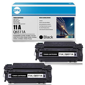 High Yield Cartridge 11A | Q6511A Toner Cartridge Replacement for HP 2430 (Q5954A) 2420d (Q5957A) 2420n (Q5958A) 2430dtn (Q5962A) 2430n (Q5964A) Printer Toner Cartridge (2-Pack Black)