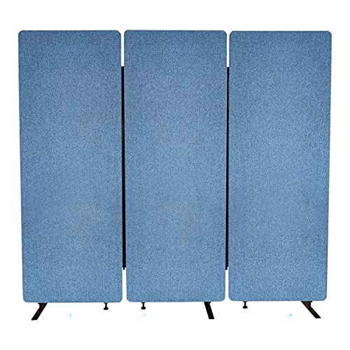 S STAND UP DESK STORE ReFocus Freestanding Noise Reducing Acoustic Room Wall Divider Office Partition (Steel Blue, 72 inch W x 66 inch H, Zippered 3-Pack)