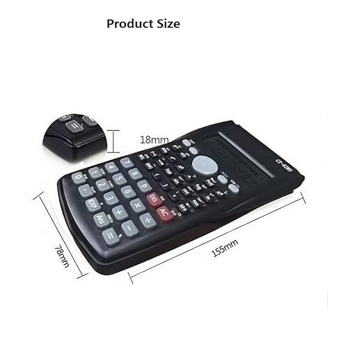 Handheld Compact Scientific Calculator 12 Digit 2-Line Large Display Statistics Mathematics Log with Fraction Function
