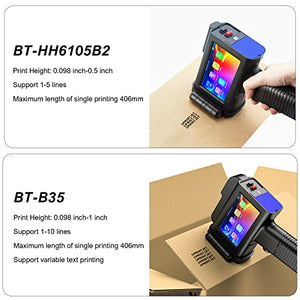 UPRINTJET Handheld Inkjet Printer B35 Print Height 0.098-1" Handheld Printer for Variable Data QRCode Barcode Logo Date Number Label Inkjet Printer with Solvent Quick Dry Ink for Almost Any Surfaces
