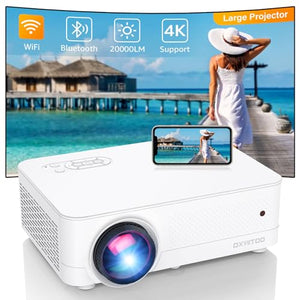 Dxyiitoo WiFi Bluetooth Native 1080P Projector, 20000LM 450" Display, 4K Support for Home Theater & Business