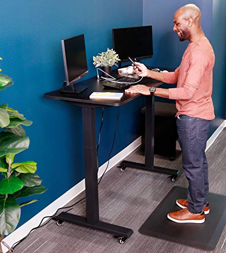 Stand Steady Tranzendesk Power | 55 Inch Electric Standing Desk with Built-In Charging | Height Adjustable Sit to Stand Desk | Electronic Standing Workstation with 1 AC Outlet & 2 USB Ports (55/Black)