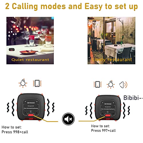Retekess TD183 Restaurant Pager System, Wireless Paging System, 2624ft Range, 20h Standby, 20 Coaster Pagers