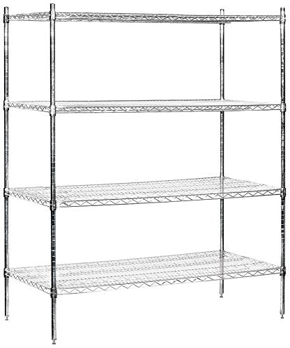 Salsbury Industries Stationary Wire Shelving Unit, 60-Inch Wide by 74-Inch High by 24-Inch Deep, Chrome