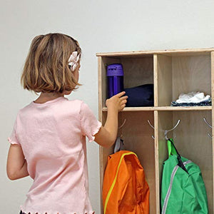 FDP Birch 2-Section Coat Locker with Bench, Storage Cubbies and Coat Hooks; Durable, Sturdy Furniture for Home, Daycare, Preschool, Classroom; Store Backpacks, Jackets, Shoes - Natural, 13138-NT