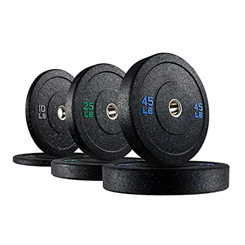 papababe Bumper Plates, Hi-Temp Olympic Weight Plates-Rubber Weights Plates with Color for Weight Lifting and Strength Training,（160lB Set）
