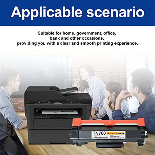 6-Pack Black Compatible Toner Cartridge Replacement for Brother TN760 TN-760 TN760BK High Yield Work with Brother HL-L2350DW HL-L2370DWXL MFCL2710DW DCP-L2550DW HL-L2395DW MFC-L2750DW Printers