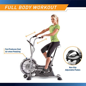 Marcy Exercise Upright Fan Bike for Cardio Training and Workout AIR-1 , black, 48.0' L x 25.0' W x 48.0' H