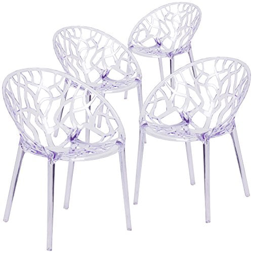 Flash Furniture 4 Pk. Specter Series Transparent Stacking Side Chair