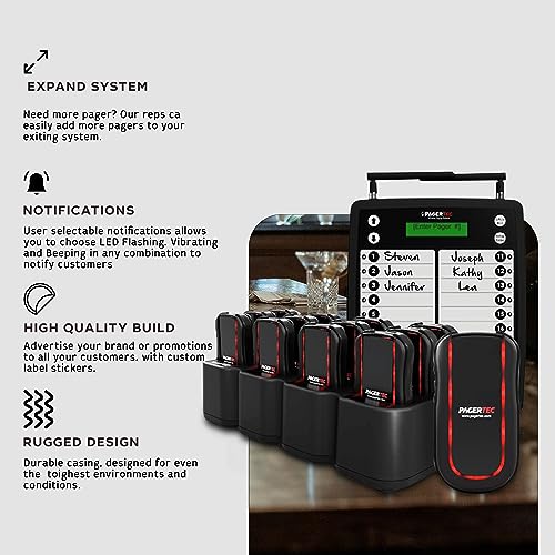 Pagertec TrackStaff V3 Wireless Paging Calling System (Server Paging) for Restaurants, Hospitals, Office & Hotels - Set of 14 Long Range Pagers