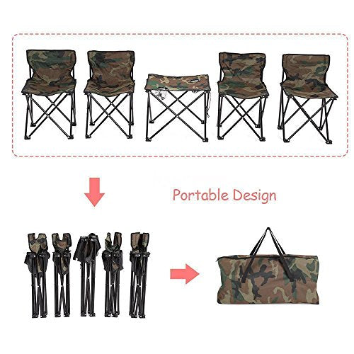 Generic .pin Camping Desk Folding e Beach Campi Set Seats t Seats Ca Foldable Table Chair ble Chair Camouflage Beach able Table