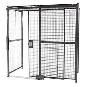WireCrafters 10104C 4 Sided Woven Wire Partition with Ceiling, Gray
