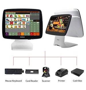 ZHONGJI Retail Point of Sale System Touch POS Cash Register with Software,Thermal Printer,Cash Drawer,Scanner Optional SET02