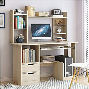JCXT Housewares Computer Laptop Wooden Desk Table Office Workstation，Bookshelf Desk Combination Student Simple Modern Bedroom Office Writing (Color : Maple Cherry Wood Color, Size : 100cm)