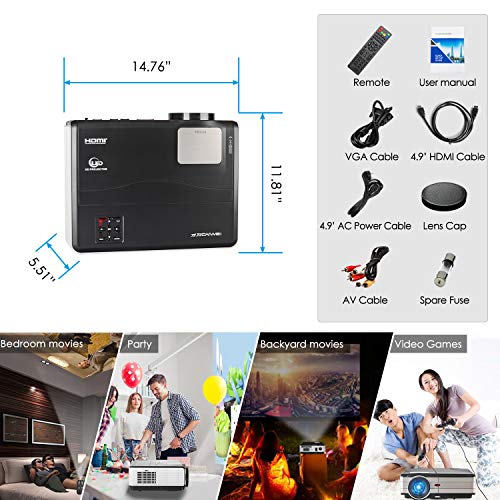 4200 Lumen LCD LED HD Home Theater Wireless Projector with Android Bluetooth, Support Full HD 1080P HDMI WiFi Airplay Smart Multimedia TV Proyector for Outdoor Indoor Movie Holiday Party Game Console