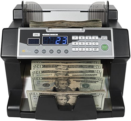Royal Sovereign High Speed Bill Counter With UV, MG, IR Counterfeit Bill Detector & Front Loader (RBC-3100),Black and Silver