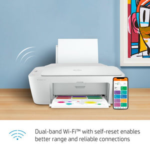 HP DeskJet 2752e All-in-One Wireless Color Inkjet Printer，Print Scan Copy - Icon LCD Display, 4800 x 1200 dpi, WiFi, Bluetooth, Hi-Speed USB, White，W/Silmarils Printer Cable