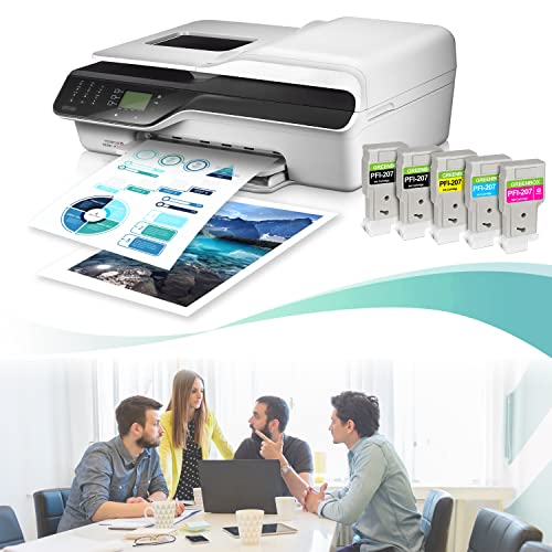 GREENBOX Compatible Ink Cartridges Replacement for Canon PFI-207 PFI-207MBK PFI-207BK PFI-207C PFI-207M PFI-207Y 8789B001 8788B0011 8790B001 8792B001 8791B001 for IPF 680 Printer (MBK, BK, C, M, Y)