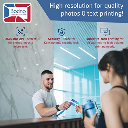 Evolis Zenius Single Sided ID Card Printer & Complete Supplies Package with Bodno Bronze Edition ID Software