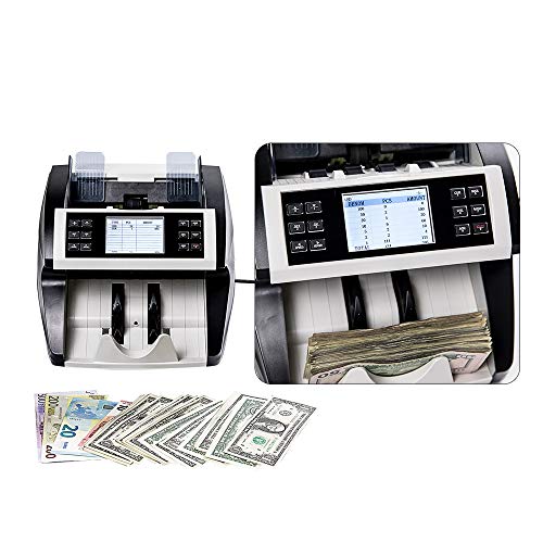 Aibecy Bill Counter Multi-Currency Cash Banknote Money Bill Automatic Counter Counting Machine with UV MG MT IR Counterfeit Detector Supports Mixed Value Counting Function for EURO/USD/GBP/AUD/JPY/KRW