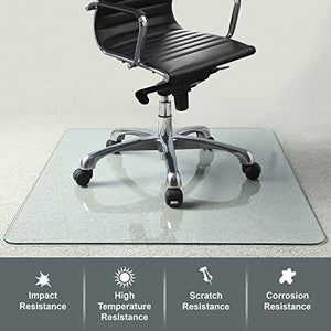 Fab Glass and Mirror Glass Office Chair Mat | 48"x72" | Heavy Duty Tempered Glass | Clear