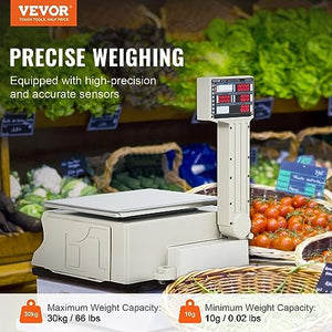 VEVOR Electronic Price Computing Scale, 66 LB Digital Deli Weight Scales