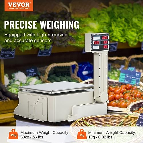VEVOR Electronic Price Computing Scale, 66 LB Digital Deli Weight Scale