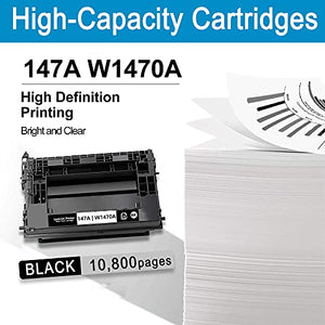 1 Pack Black Compatible 147A | W1470A Toner Cartridge Replacement for M610 M610dn M611dn M611x M612 M612dn Flow MFP M634h M634z MFP 635h 635fht 636h 636fht Printer Ink Cartridge (High Yield)