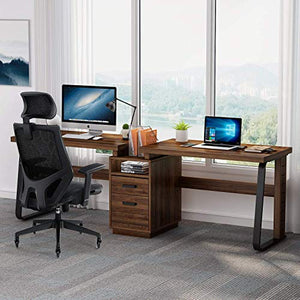 Tribesigns 94.5 inches Two Person Computer Desk, Double Computer Desk with Storage Shelves, Extra Long Workstation Large Office Desk with Two Drawers, Study Writing Desk for Home Office