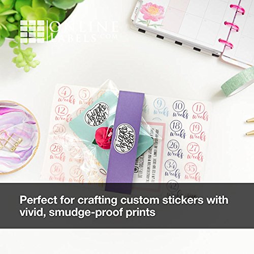 Waterproof Sticker Paper, White Matte, Comparable to Vinyl Inkjet, 500 Sheets, 8.5 x 11 Full Sheet Label, Inkjet Printers, Online Labels