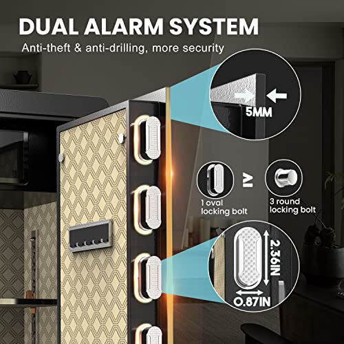 Marcree Biometric Safe Box Fireproof, 2.2 Cub Fingerprint Money Safe with Fireproof Waterproof Money Bag LCD Digital Keypad and Inner Cabinet LED Light, Fireproof Safe for Home Office Hotel
